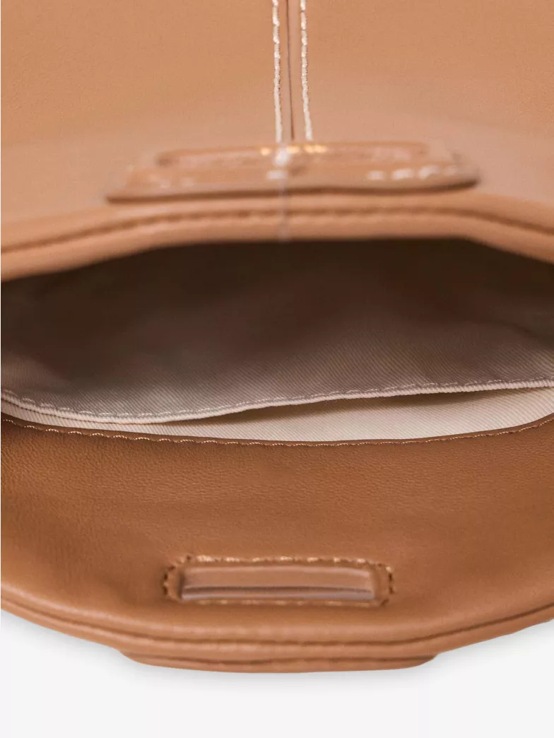 Brown Fringe Logo Embossed Mini Shoulder Bag