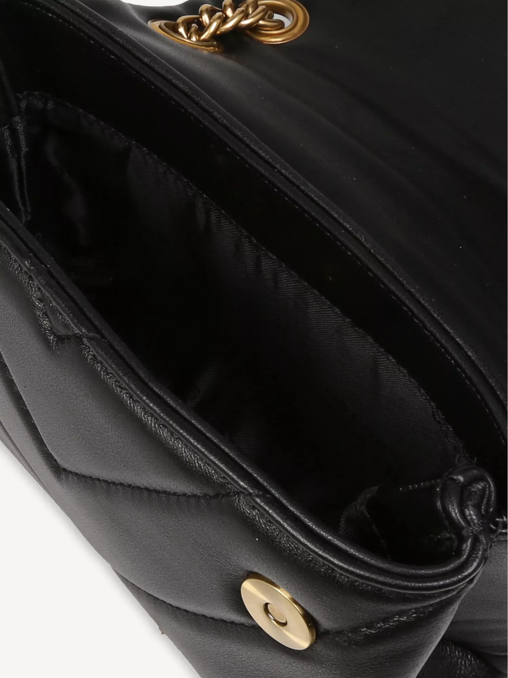 Black Quilted Eagle Head Gold Chain Mini Crossbody Bag