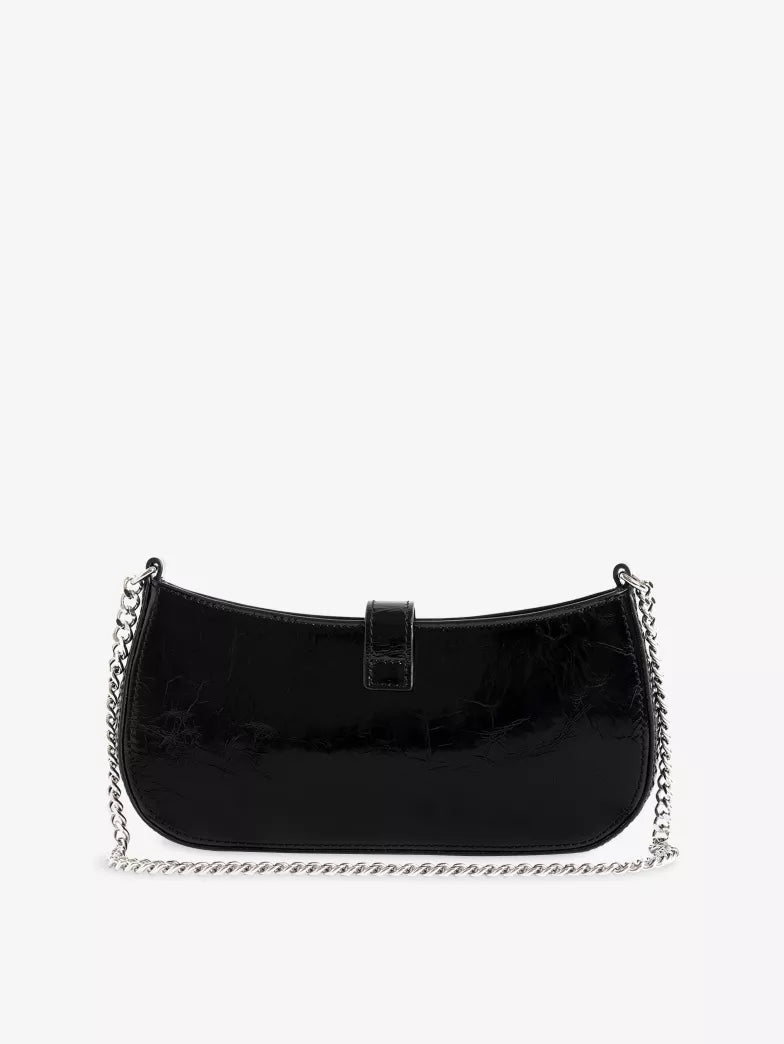 Black Patent Buckle Zip Chain Mini Shoulder Bag