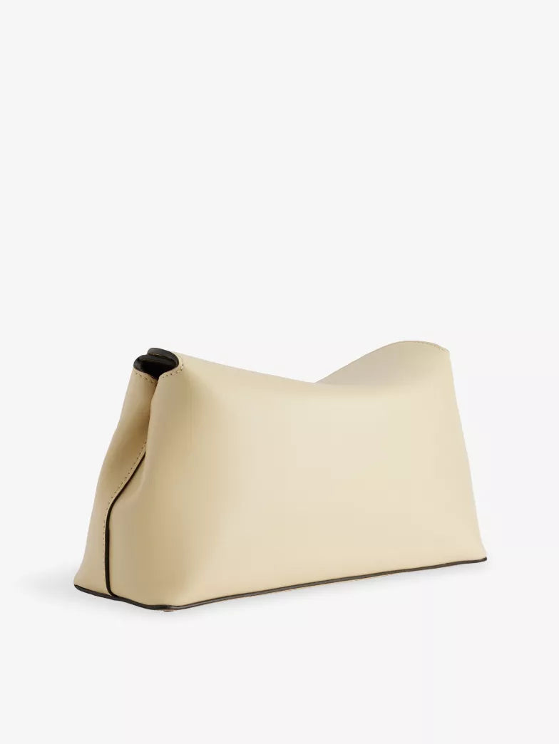 Cream T-Lock Structured Leather Crossbody Clutch Bag